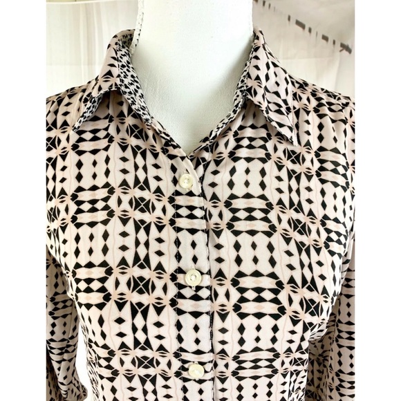 CABI Pink Black Long Sleeve Shirt Dress - Picture 2 of 4